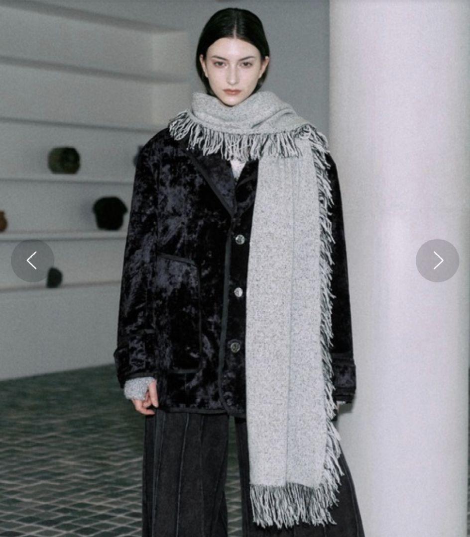 seyto/セイト リバーシブルフリンジウールロングマフラー