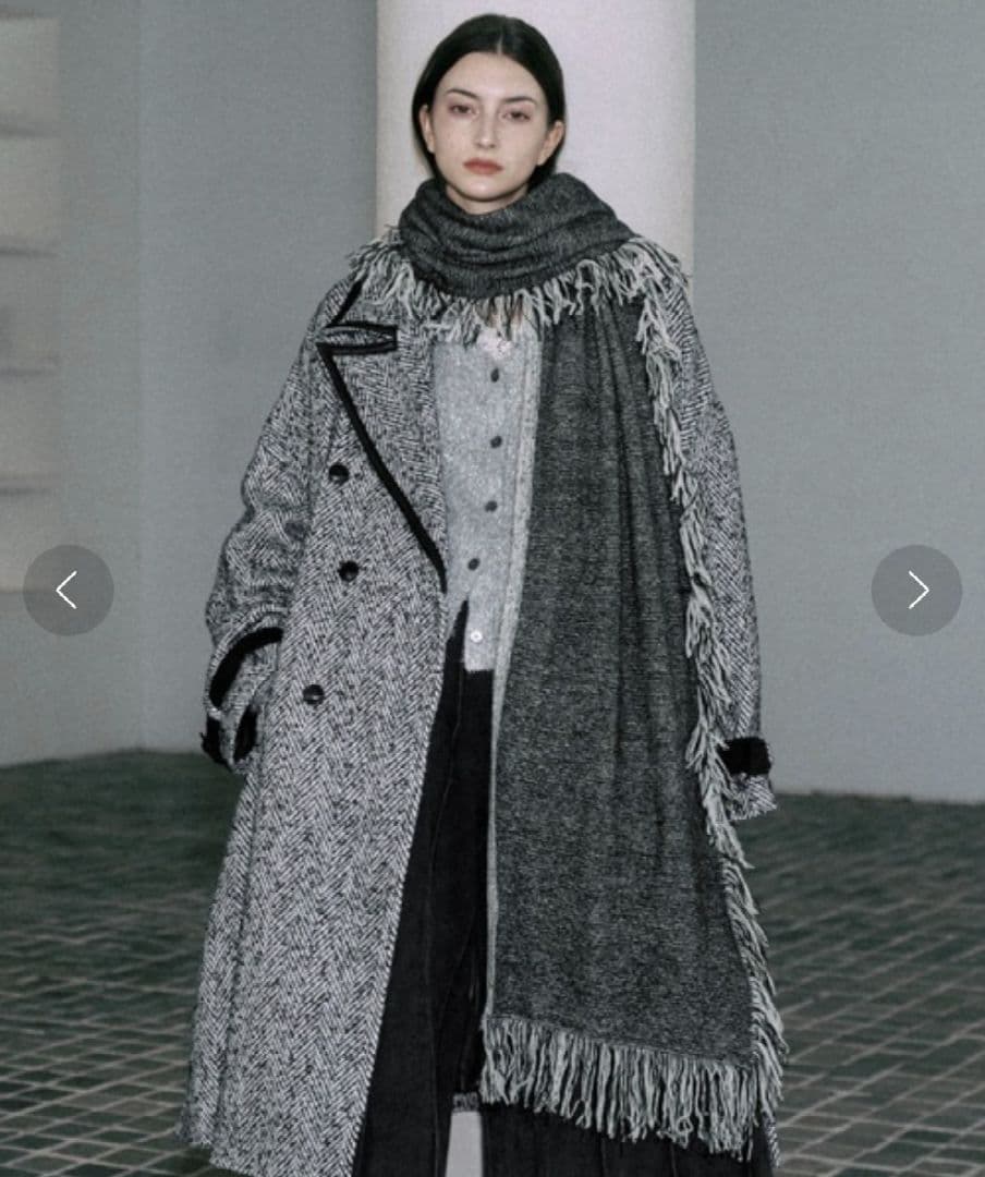 seyto/セイト リバーシブルフリンジウールロングマフラー