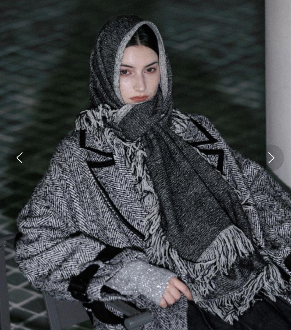 seyto/セイト リバーシブルフリンジウールロングマフラー