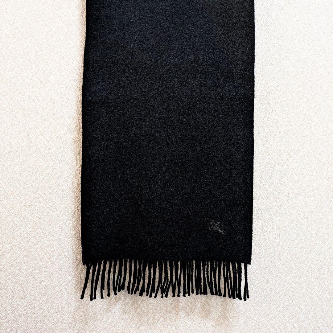 数回使用】Burberry's カシミヤ ブラックマフラー ストール 太フリンジ