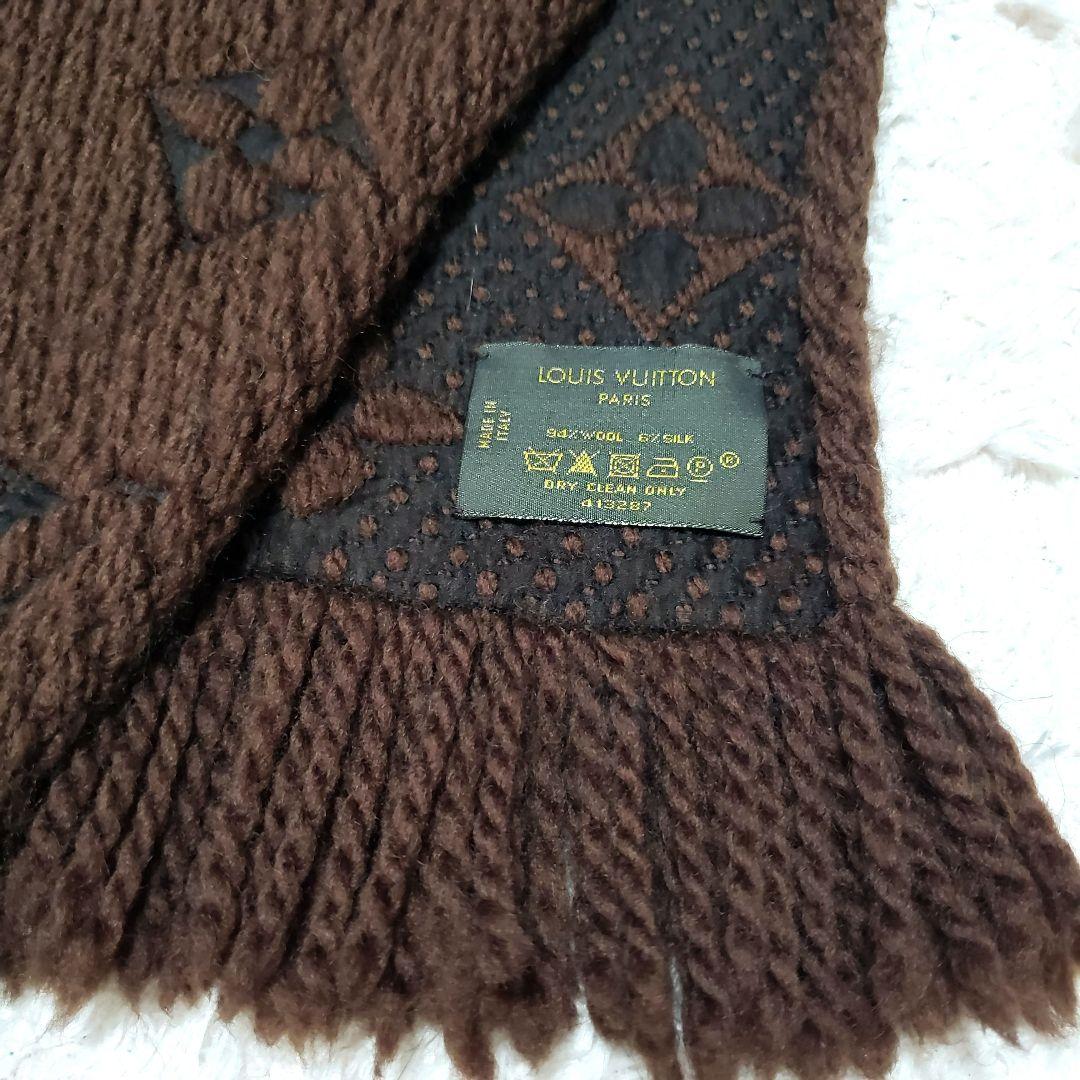 ルイヴィトン エシャルプ　ロゴマニア マフラー ウール ブラウン
