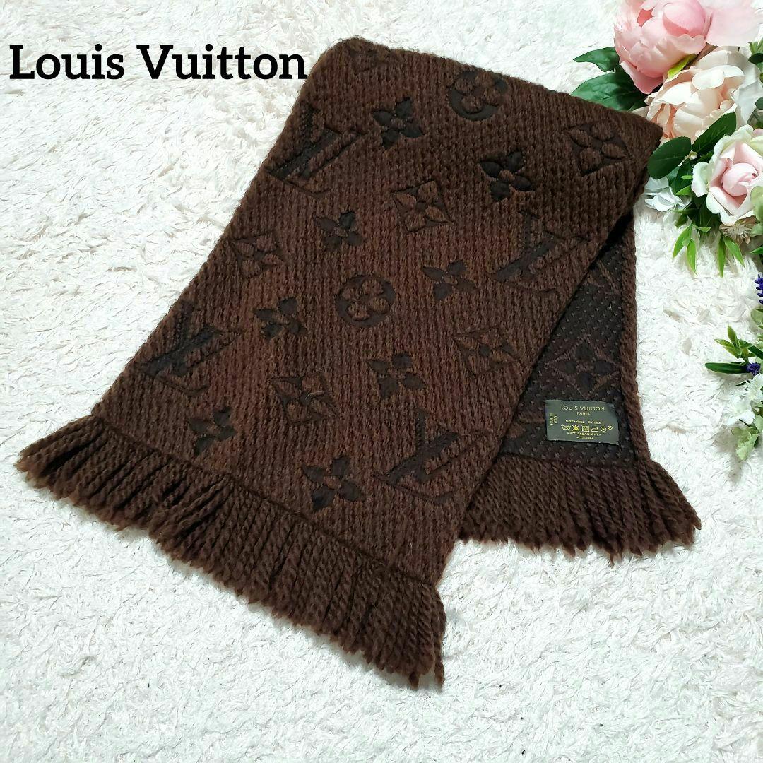 ルイヴィトン エシャルプ　ロゴマニア マフラー ウール ブラウン