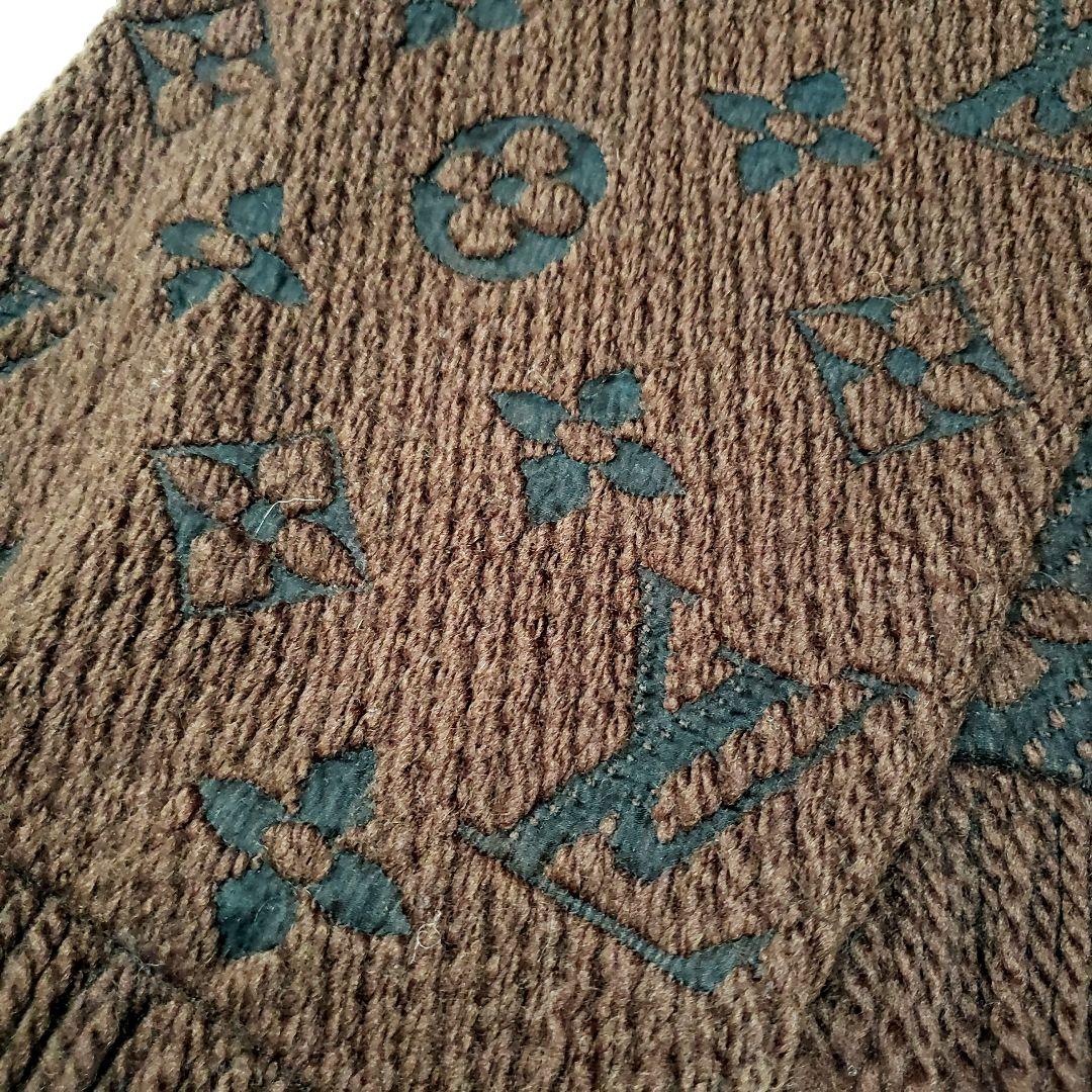 ルイヴィトン エシャルプ　ロゴマニア マフラー ウール ブラウン