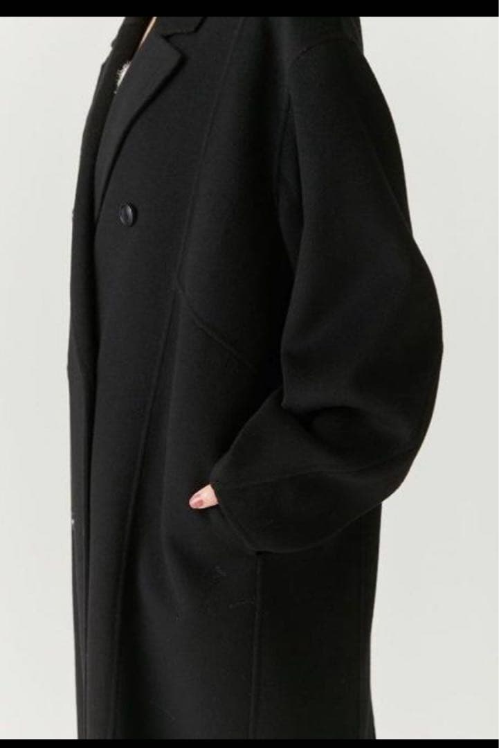 FRAY I.D ウールリバーダブルチェスターロングコート　ブラック