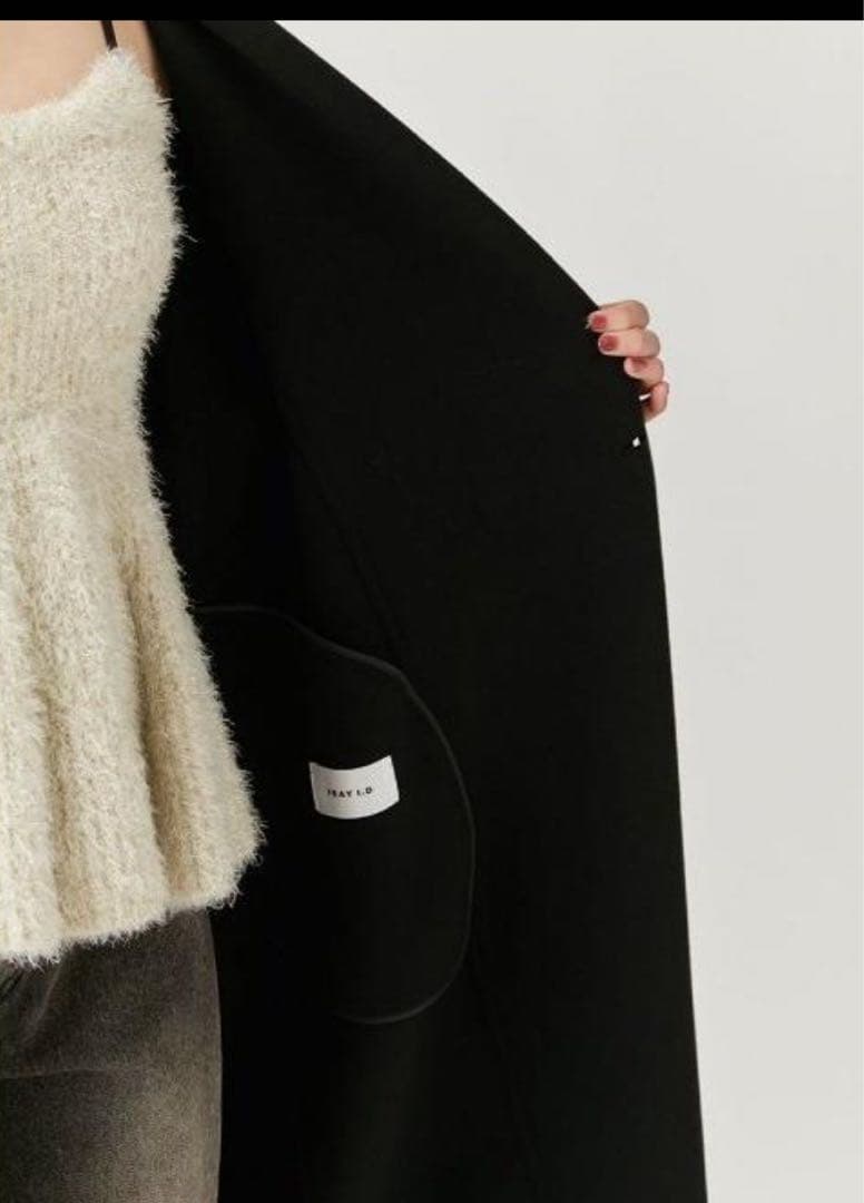 FRAY I.D ウールリバーダブルチェスターロングコート　ブラック