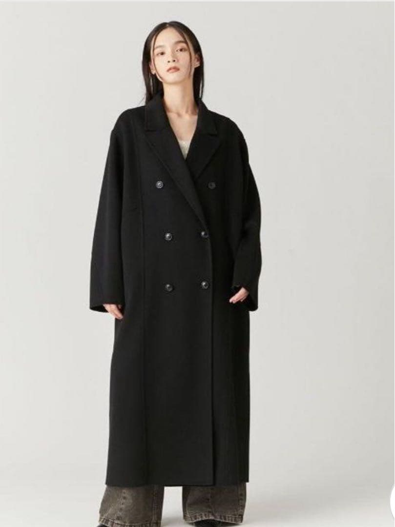 FRAY I.D ウールリバーダブルチェスターロングコート　ブラック