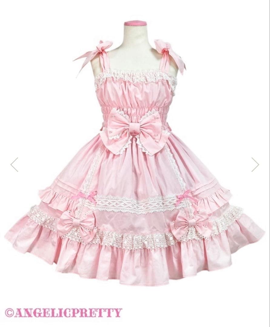 ♡Angelic Pretty リボンシャーリングジャンパースカート ピンク♡