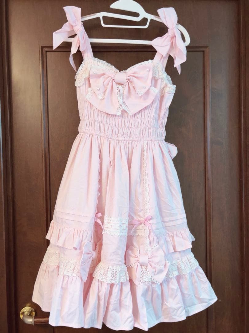 ♡Angelic Pretty リボンシャーリングジャンパースカート ピンク♡