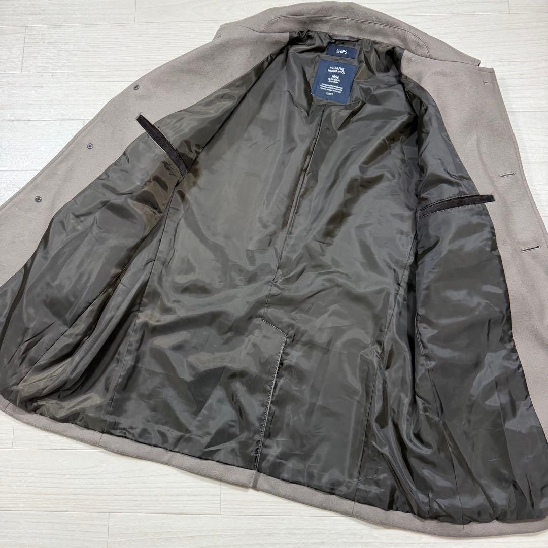 SHIPS スーパー160'S メリノウール メルトン シングル ピーコート L