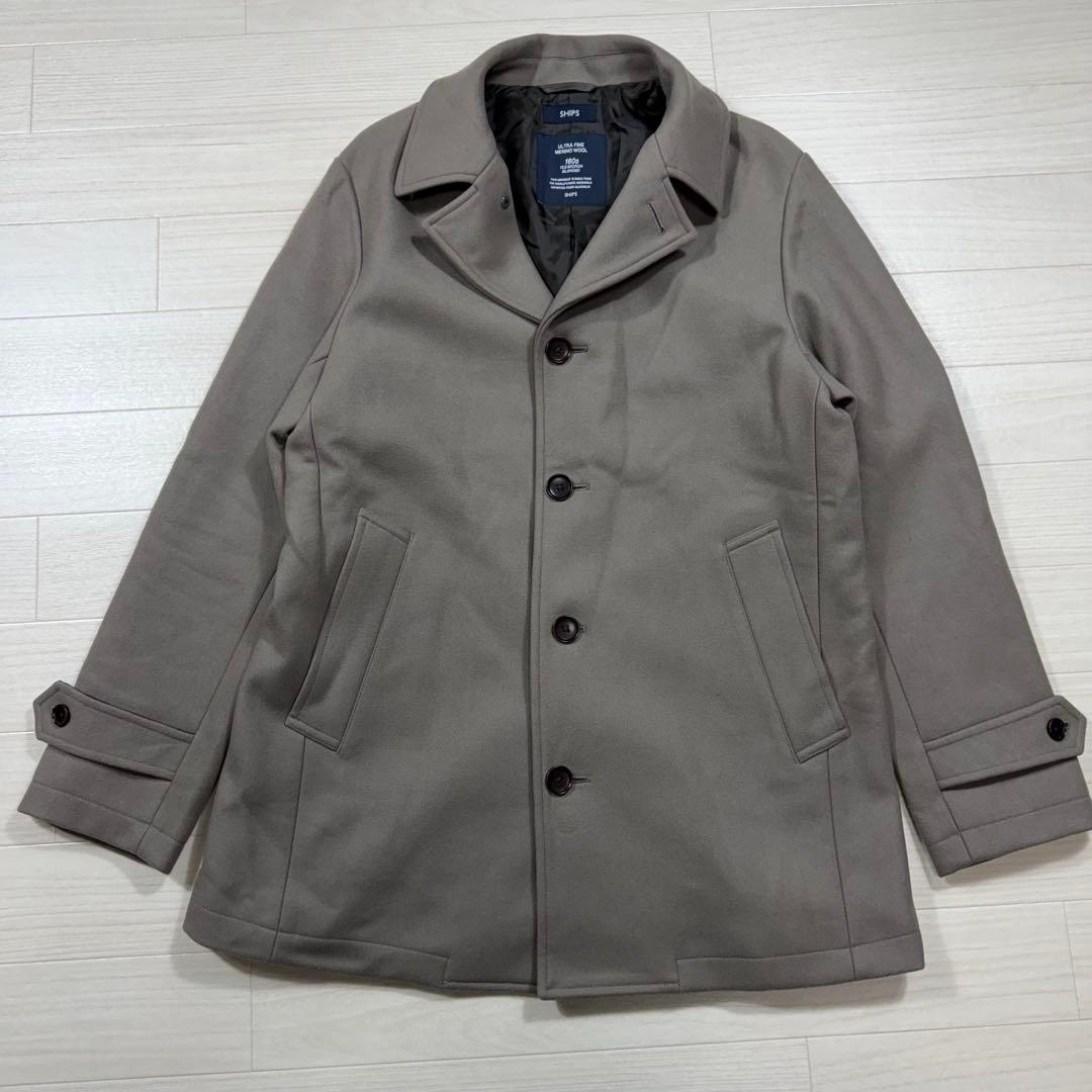 SHIPS スーパー160'S メリノウール メルトン シングル ピーコート L