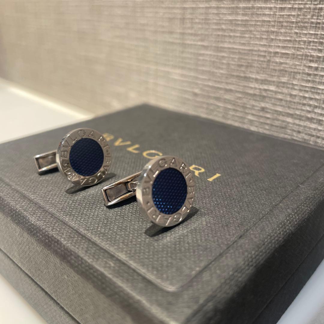 ブルガリ BVLGARI カフスボタン ブルガリブルー シルバー925