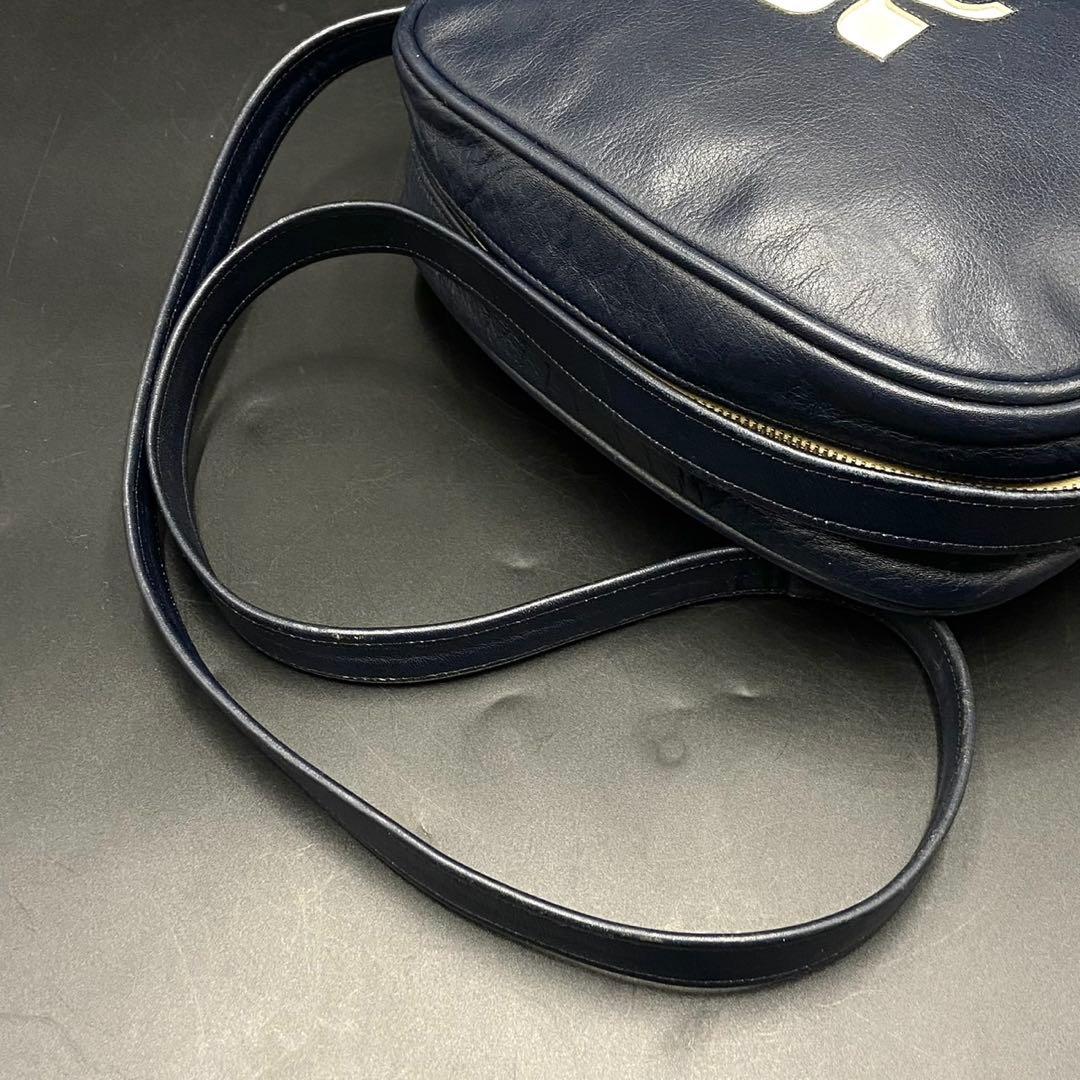 【美品】クレージュ ショルダーバッグ デカロゴ カットワーク ブラック Y2K