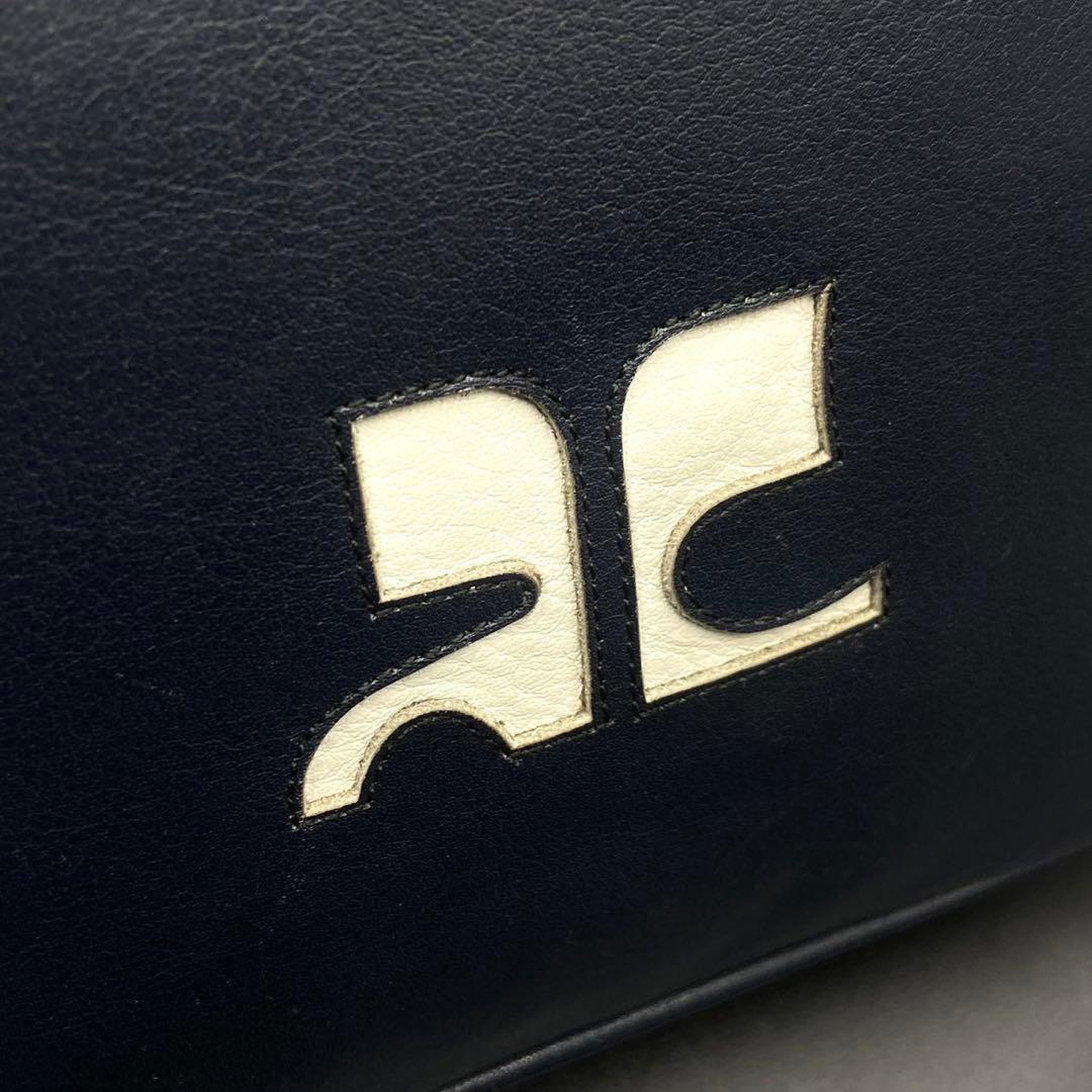 【美品】クレージュ ショルダーバッグ デカロゴ カットワーク ブラック Y2K