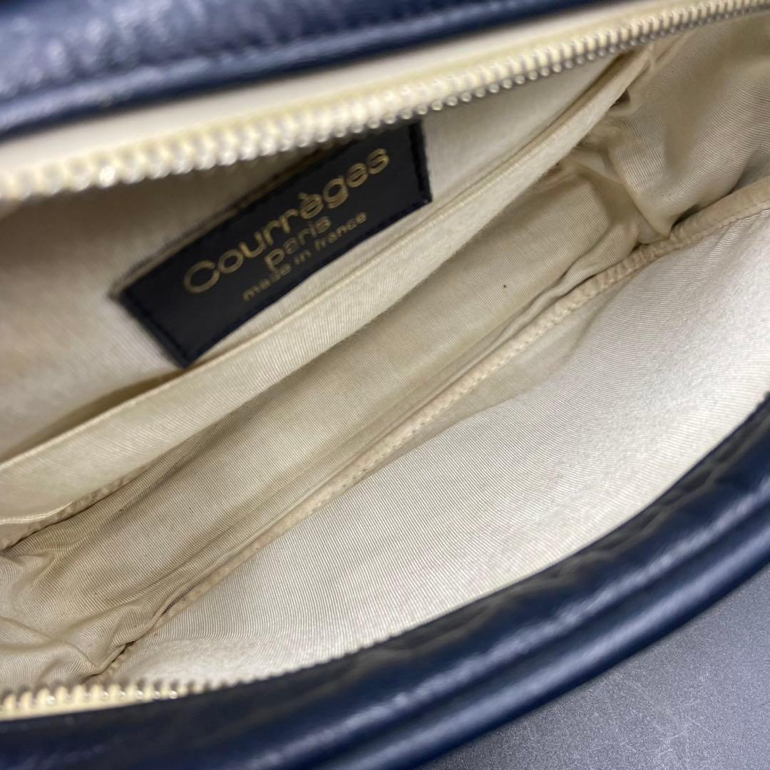 【美品】クレージュ ショルダーバッグ デカロゴ カットワーク ブラック Y2K