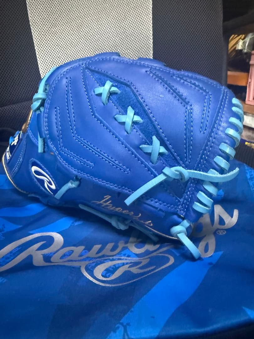 Rawlings Wing 青 軟式グローブ ピッチャー用　収納袋付き