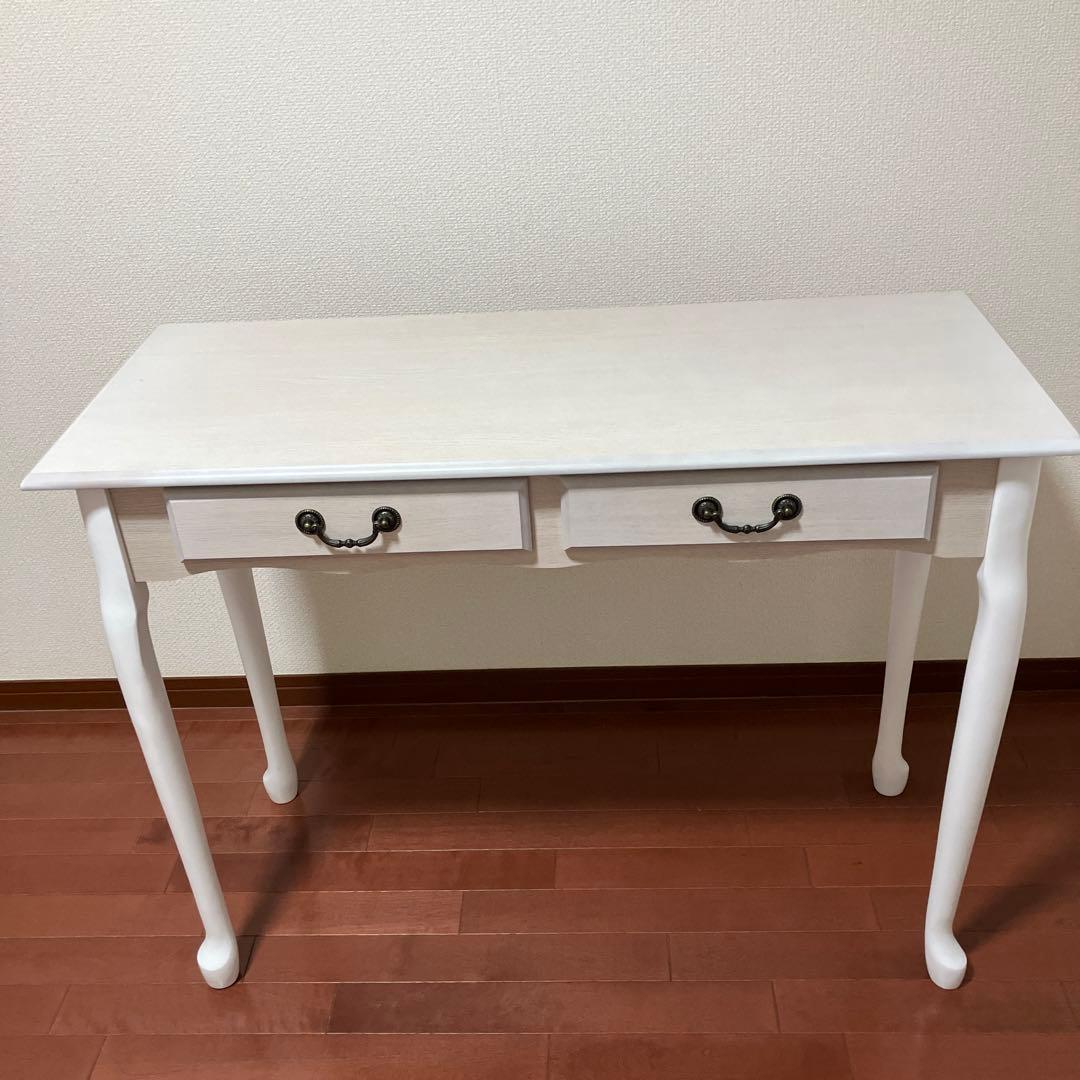 アンティーク風　猫足　ホワイトコンソールテーブル　デスク　幅100