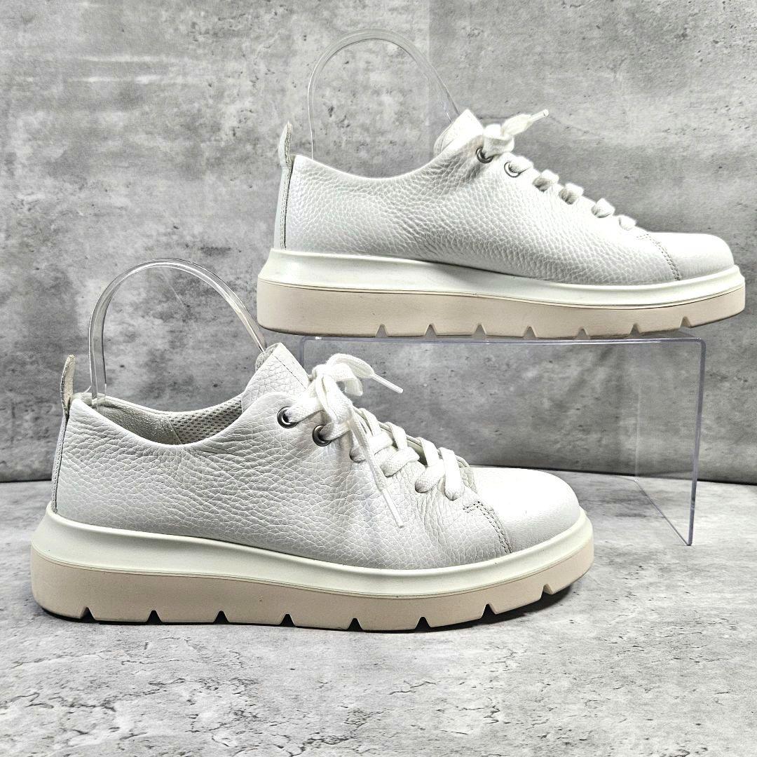 美品 ECCO エコー レザースニーカー 厚底 ホワイト 38