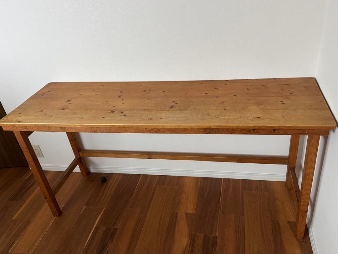 木製長机 什器 作業台 W160×D50×H75ライトブラウン ナチュラル北欧