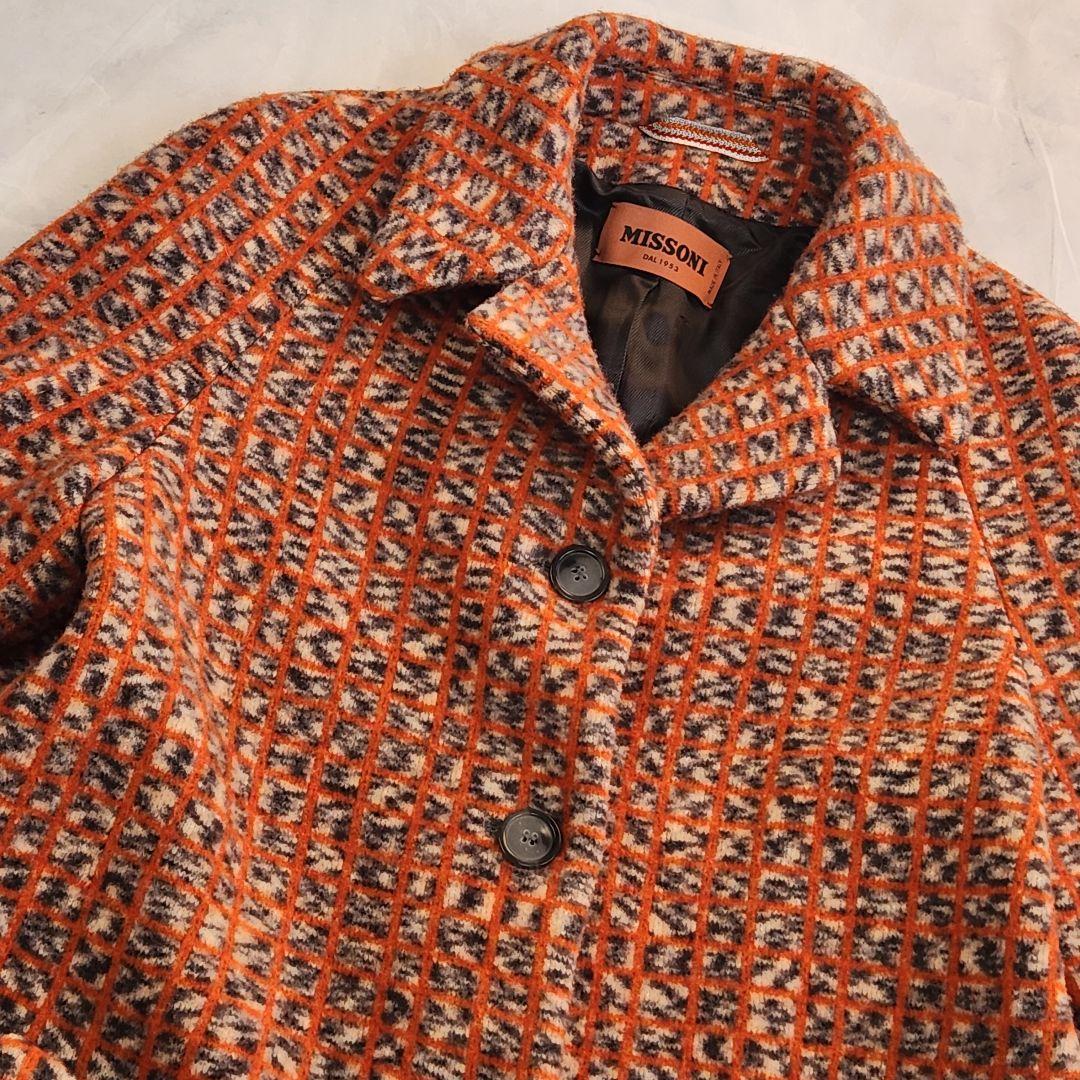 【未使用級】ミッソーニ✨イタリア製 チェスターコート ウール Lサイズ オレンジ