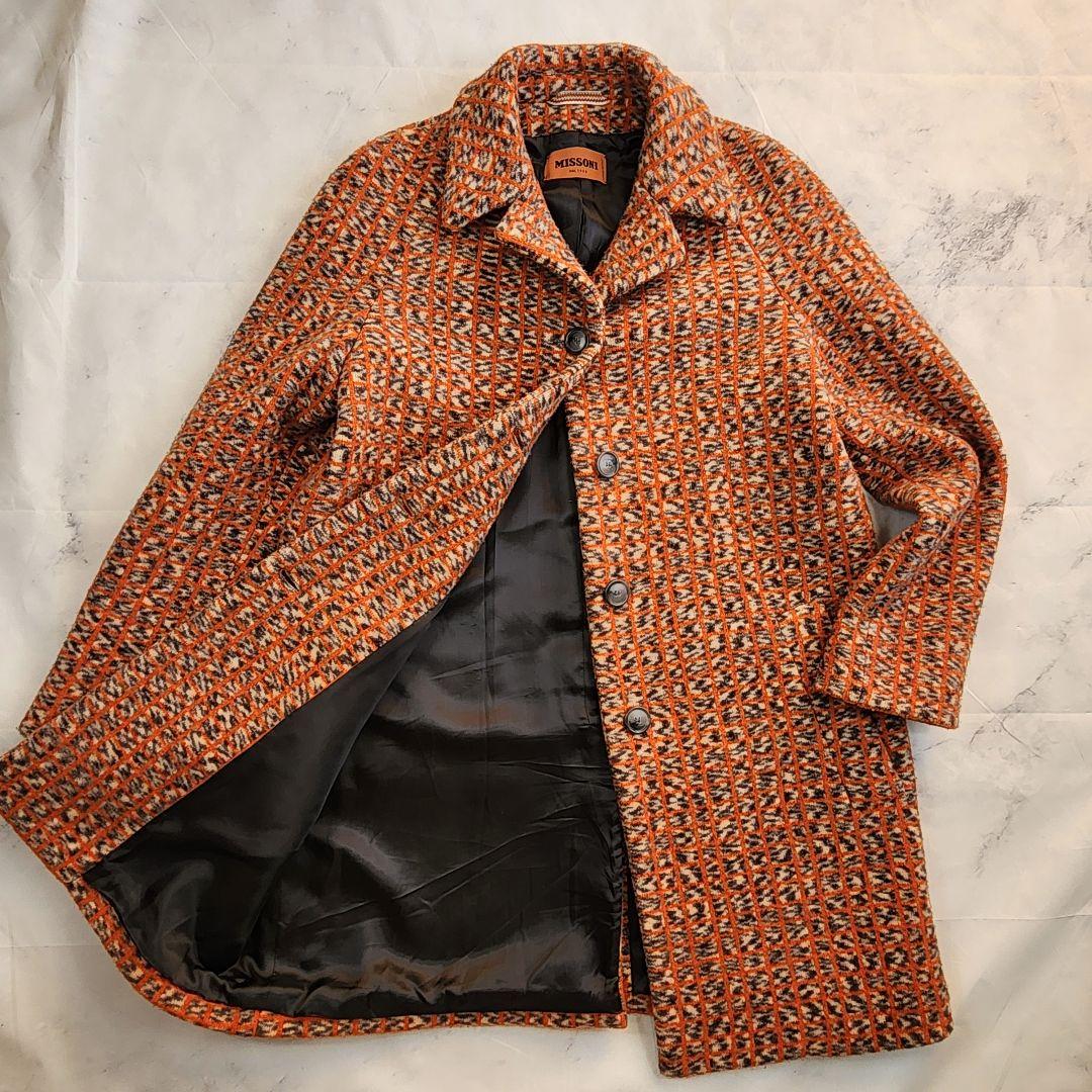 【未使用級】ミッソーニ✨イタリア製 チェスターコート ウール Lサイズ オレンジ