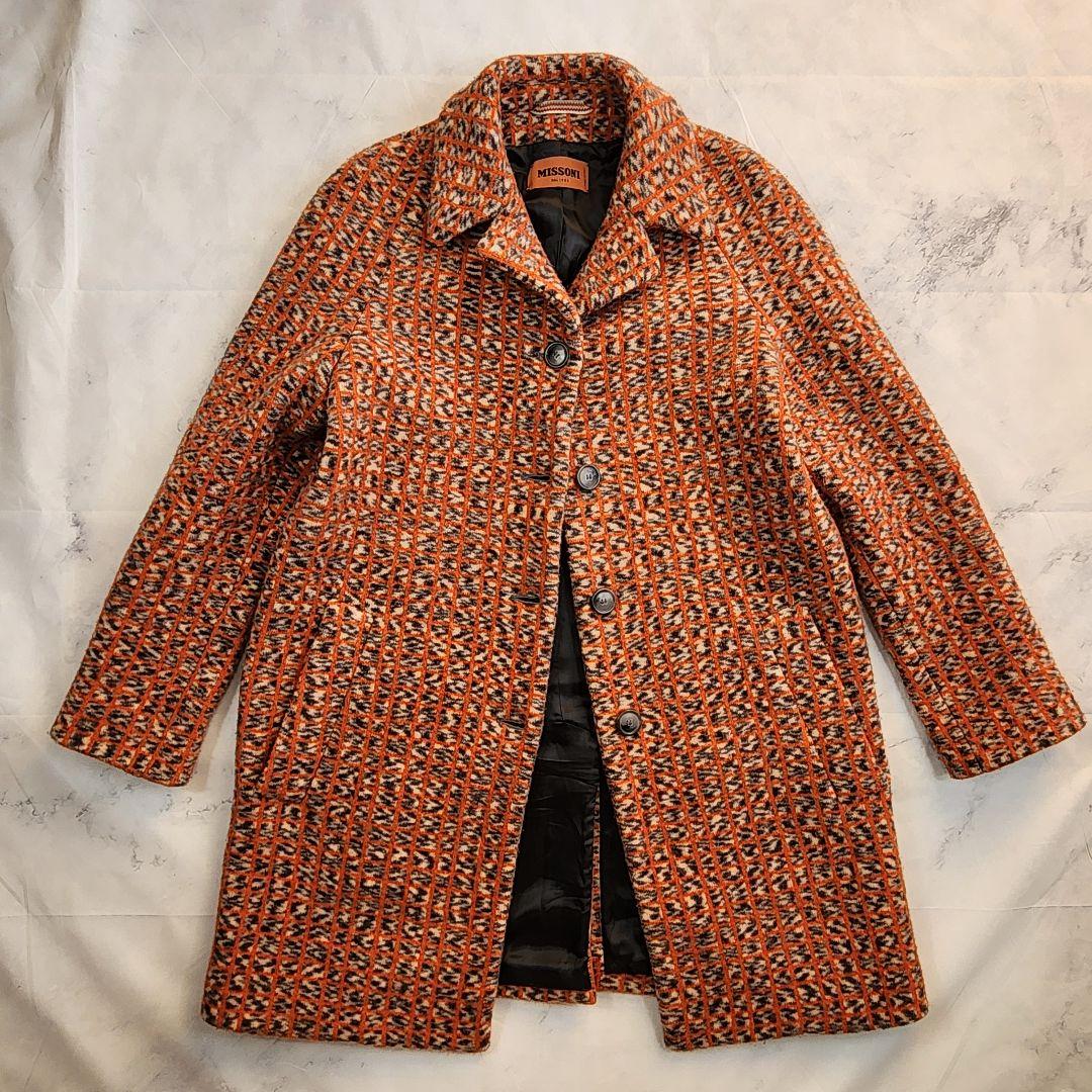 【未使用級】ミッソーニ✨イタリア製 チェスターコート ウール Lサイズ オレンジ