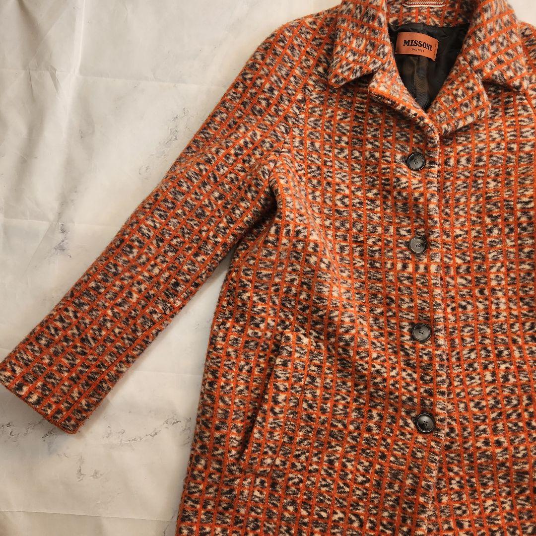 【未使用級】ミッソーニ✨イタリア製 チェスターコート ウール Lサイズ オレンジ
