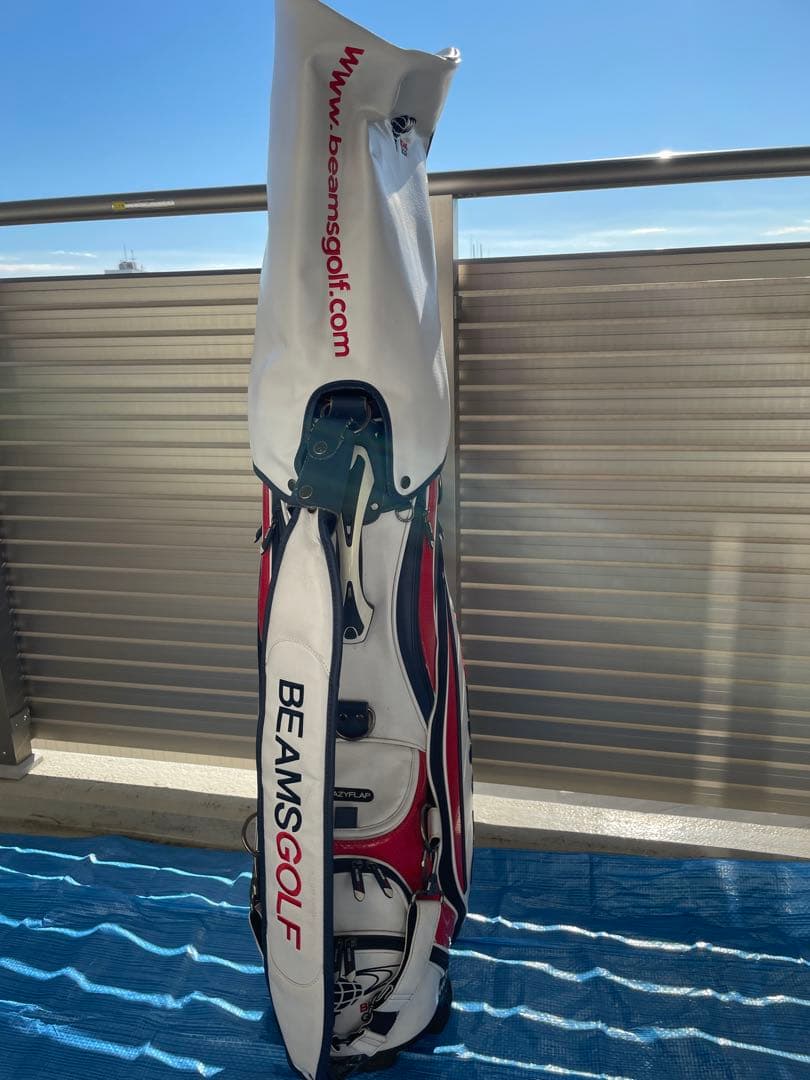 BEAMS GOLF キャディバッグ ホワイト/レッド/ネイビー