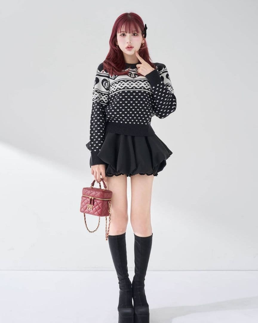 ダーリッチ ボリュームバルーンミニスカート フリー 黒 ♡