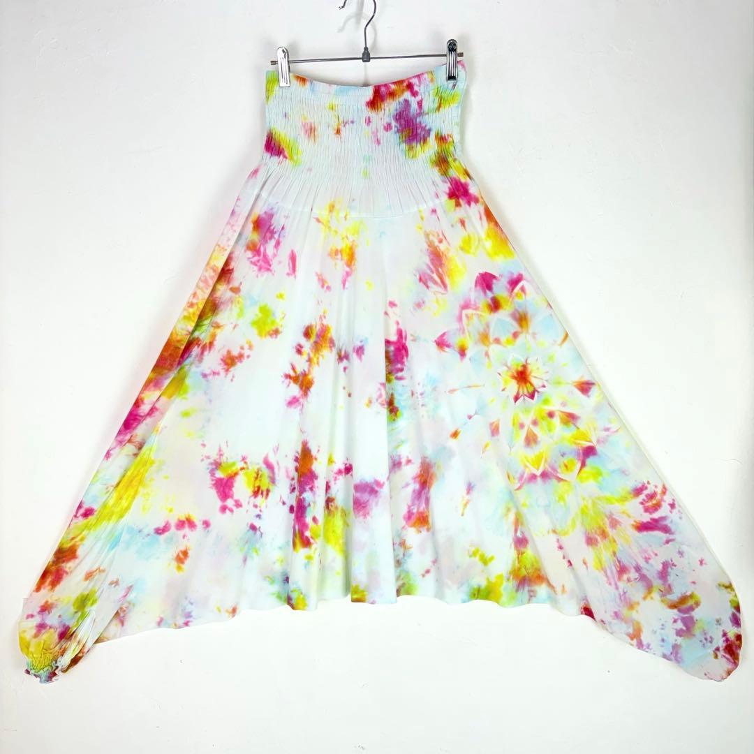 【一点もの】サルエルパンツ　ハンドメイド染め　曼荼羅　パープル