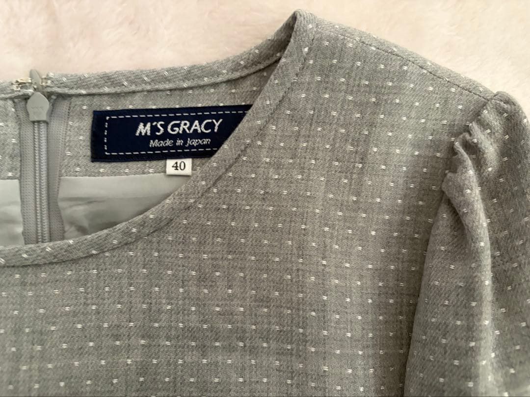 エムズグレイシー リボン ドットウールチュニック 40