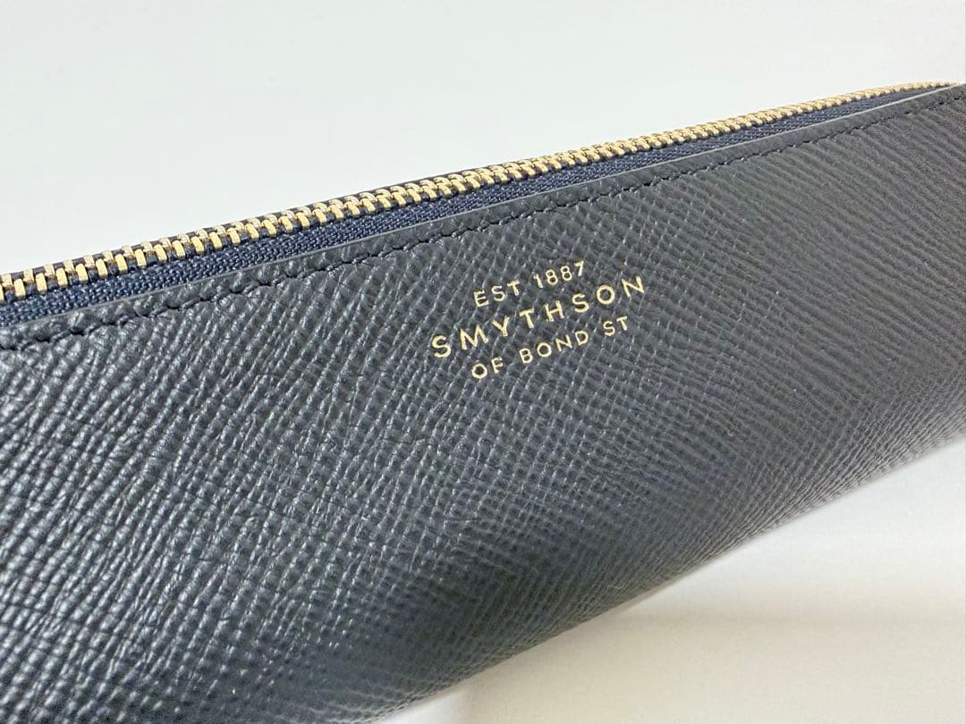 SMYTHSON パナマ　レザーペンケース　ネイビー