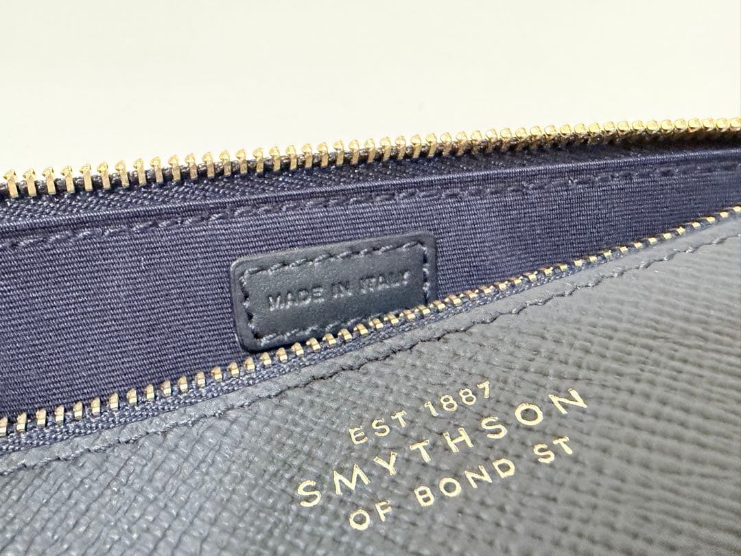 SMYTHSON パナマ　レザーペンケース　ネイビー