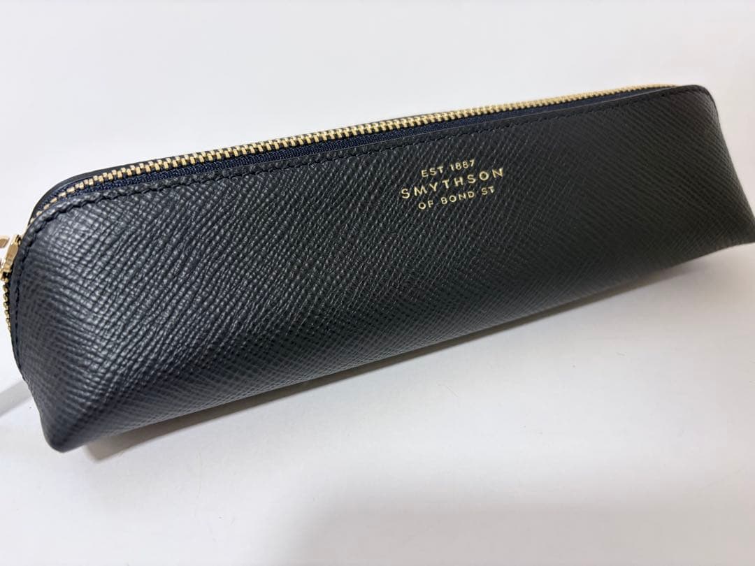 SMYTHSON パナマ　レザーペンケース　ネイビー