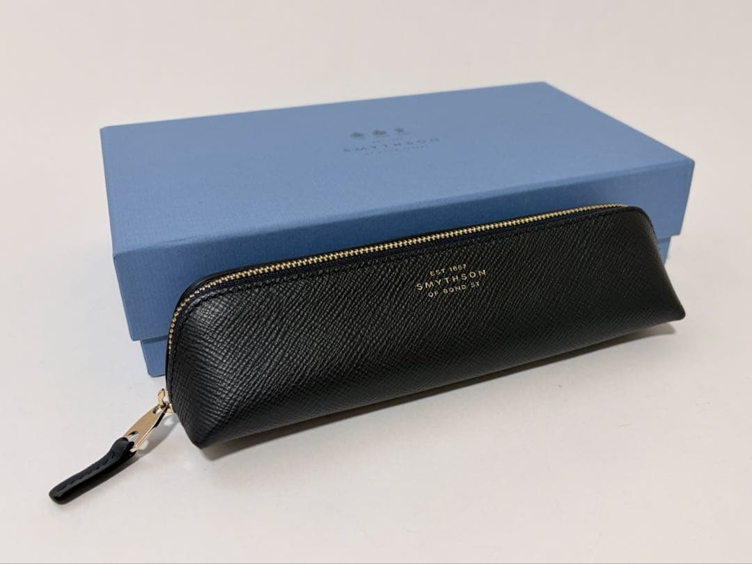 SMYTHSON パナマ　レザーペンケース　ネイビー