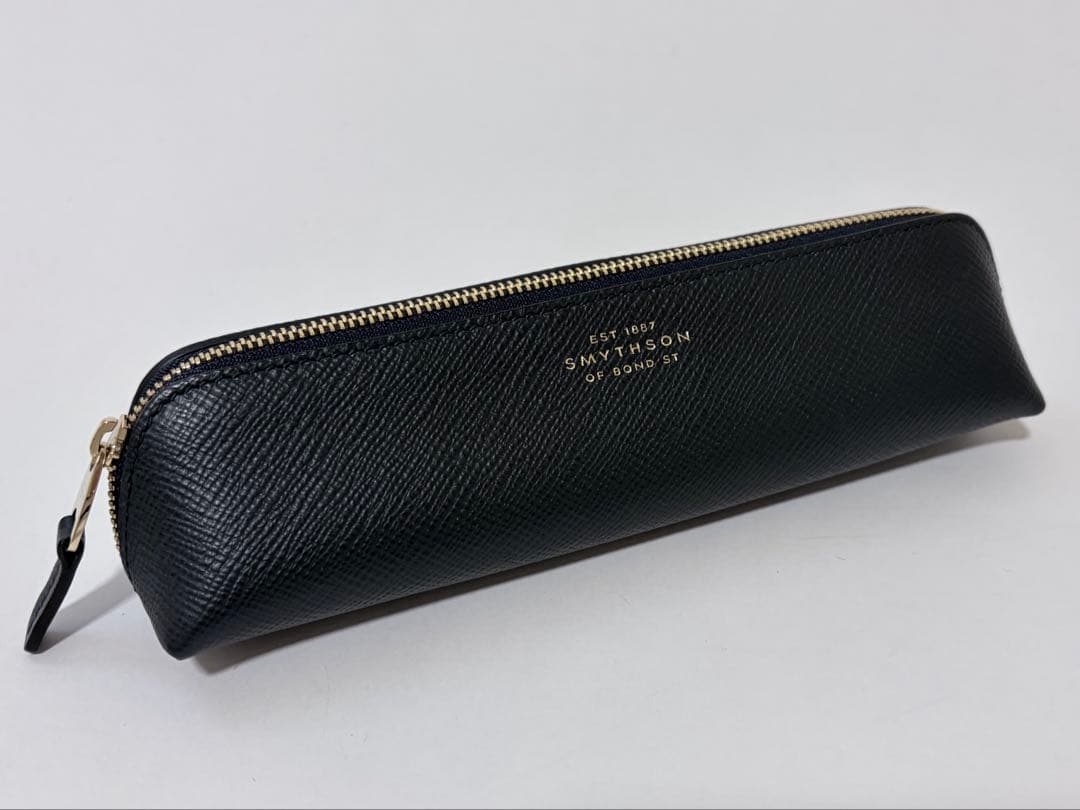 SMYTHSON パナマ　レザーペンケース　ネイビー