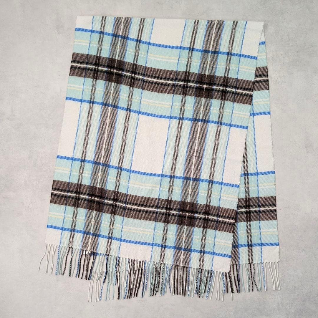 未使用★23区 カシミヤ100% チェック柄ストール 大判 マフラー