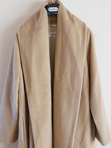 き*ん様 マックスマーラカシミアウールショールカラーベルテッドコート■38白タグ