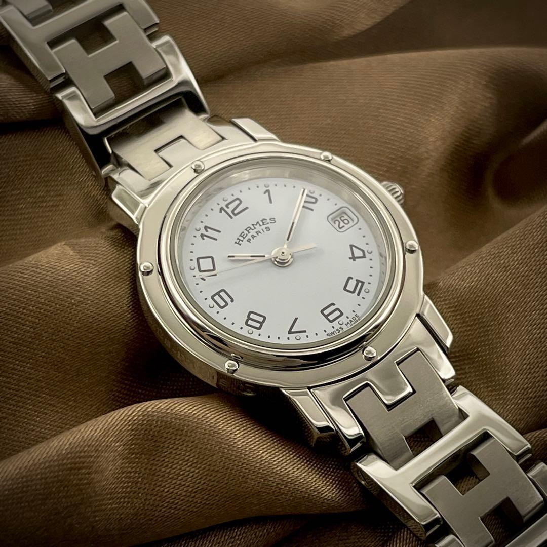 T136 エルメス クリッパー CL4.210 白文字盤 クォーツ