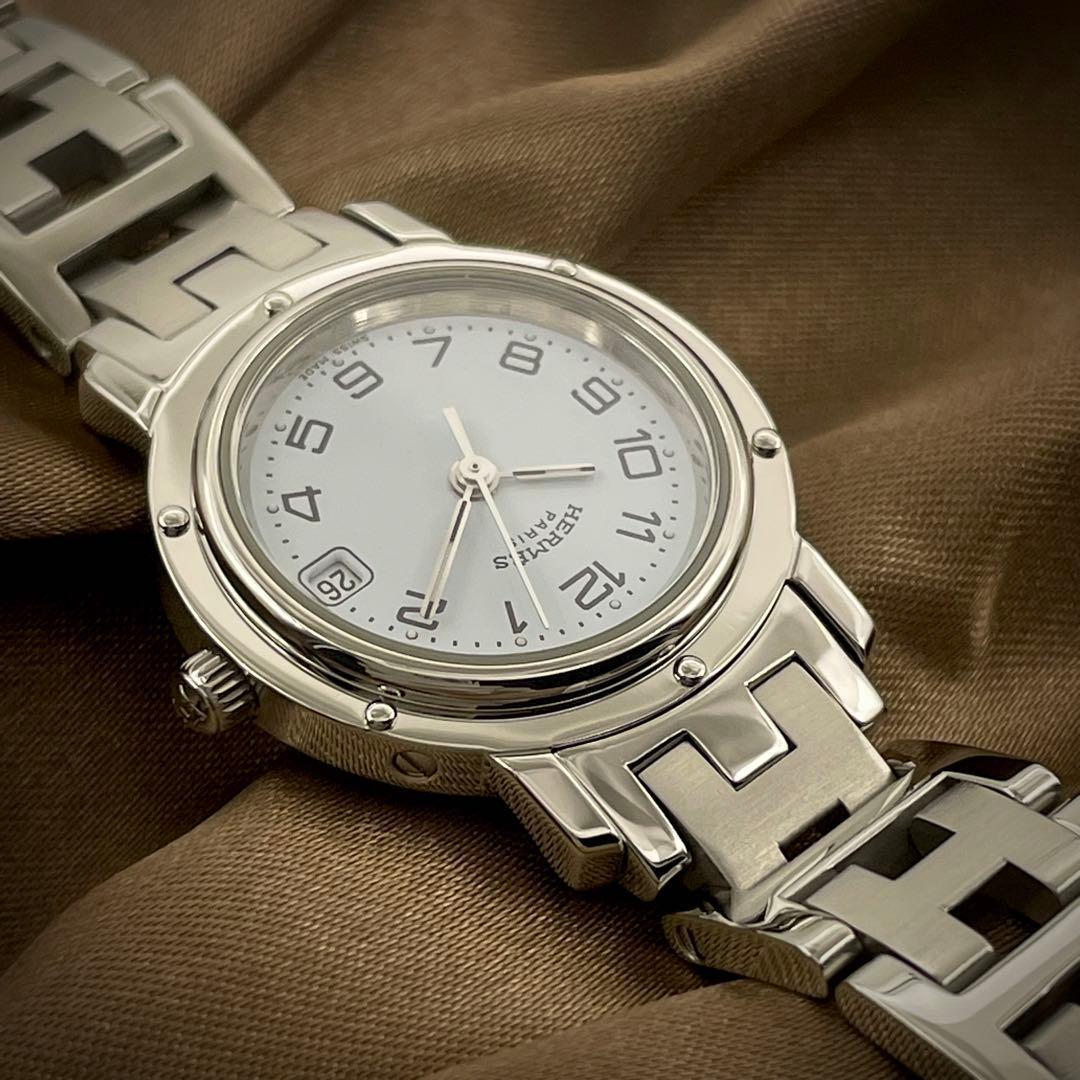 T136 エルメス クリッパー CL4.210 白文字盤 クォーツ