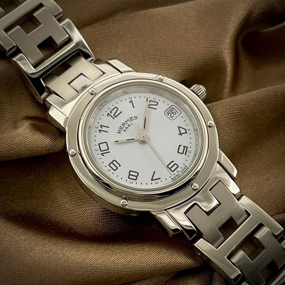 T136 エルメス クリッパー CL4.210 白文字盤 クォーツ