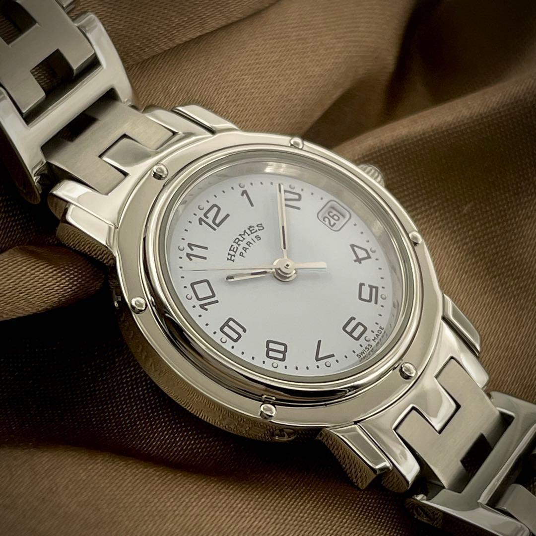 T136 エルメス クリッパー CL4.210 白文字盤 クォーツ