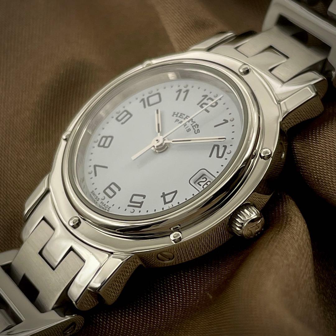 T136 エルメス クリッパー CL4.210 白文字盤 クォーツ