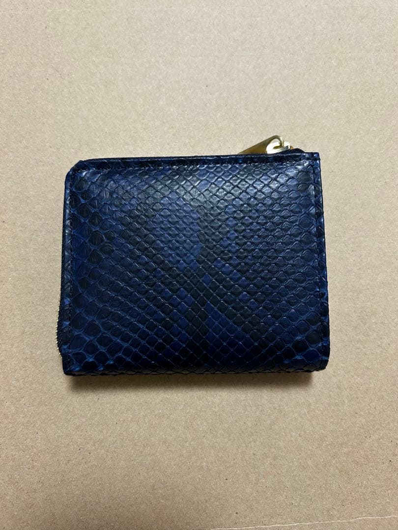 BAGGYPORT バギーポート 藍染め ヘビ革 パイソン コンパクトハーフ財布