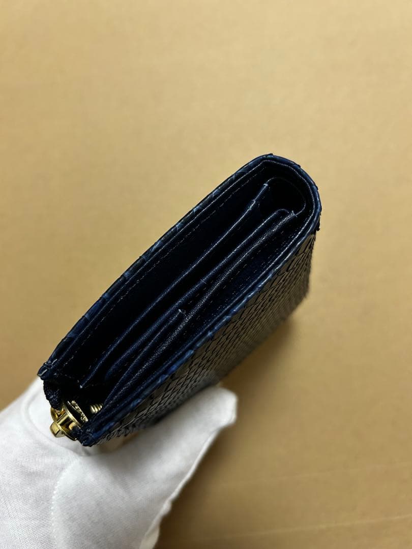 BAGGYPORT バギーポート 藍染め ヘビ革 パイソン コンパクトハーフ財布