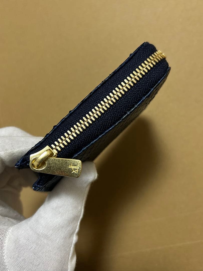 BAGGYPORT バギーポート 藍染め ヘビ革 パイソン コンパクトハーフ財布