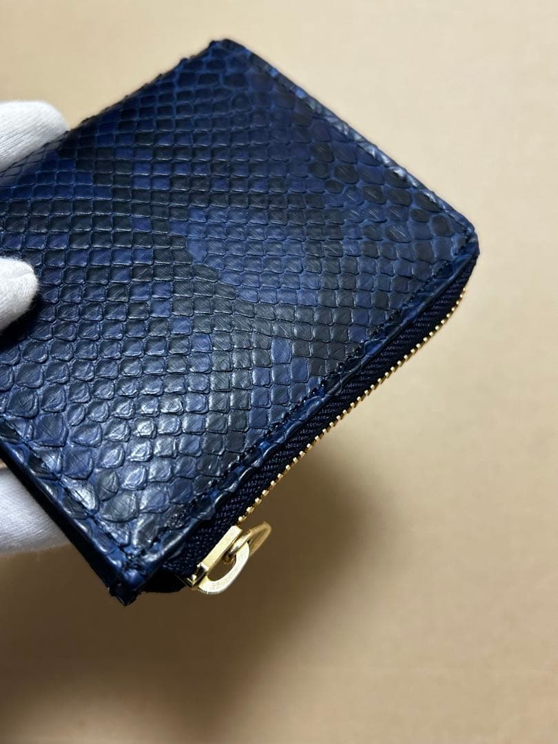 BAGGYPORT バギーポート 藍染め ヘビ革 パイソン コンパクトハーフ財布