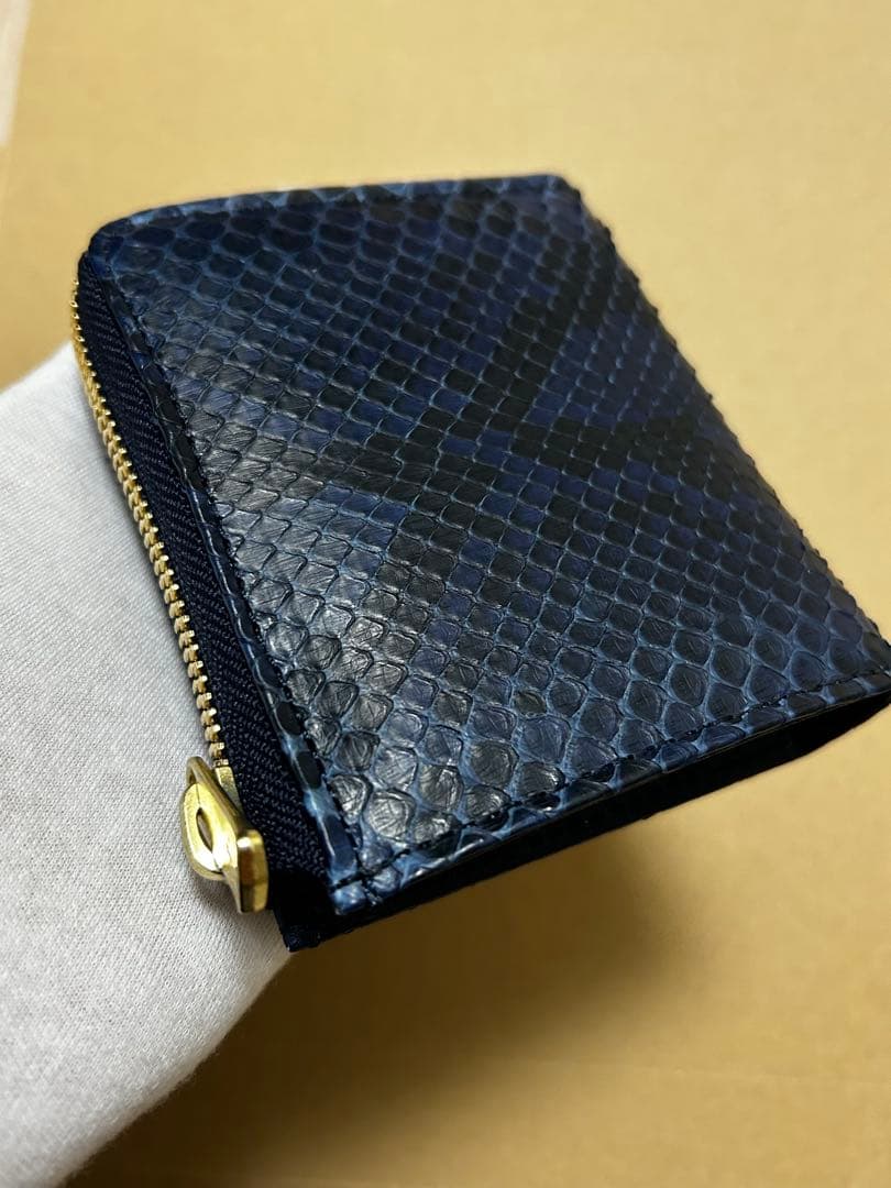 BAGGYPORT バギーポート 藍染め ヘビ革 パイソン コンパクトハーフ財布
