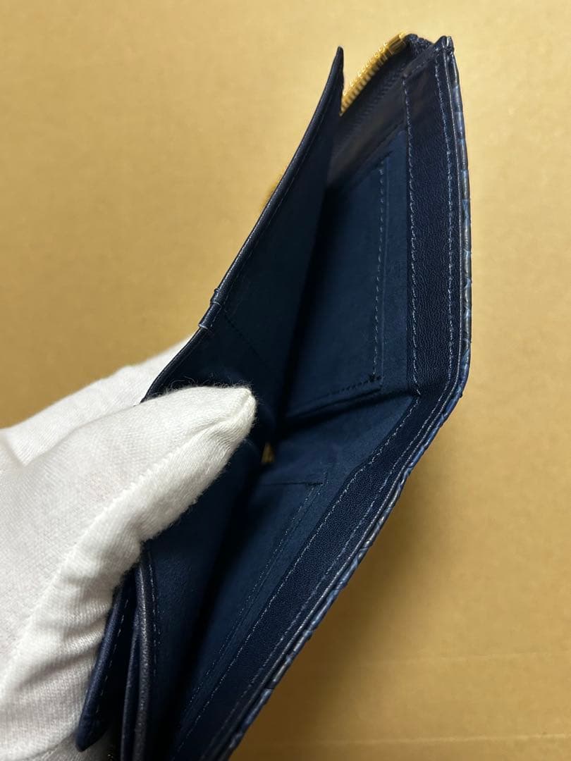 BAGGYPORT バギーポート 藍染め ヘビ革 パイソン コンパクトハーフ財布