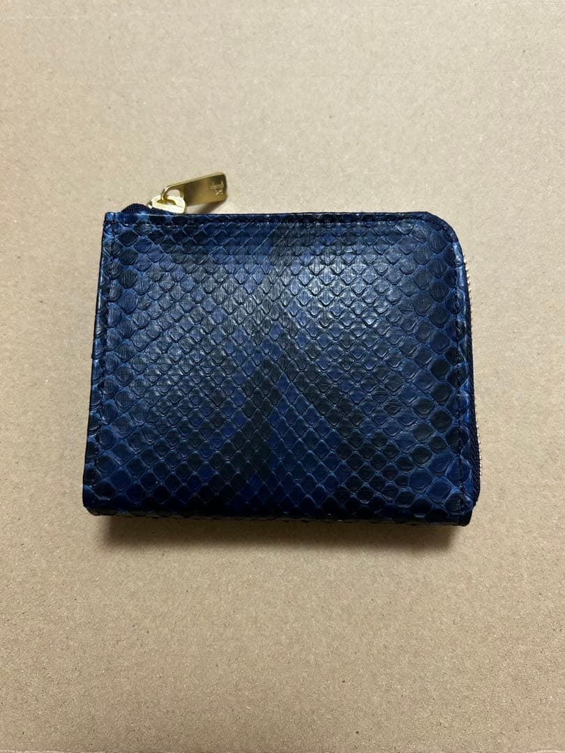 BAGGYPORT バギーポート 藍染め ヘビ革 パイソン コンパクトハーフ財布