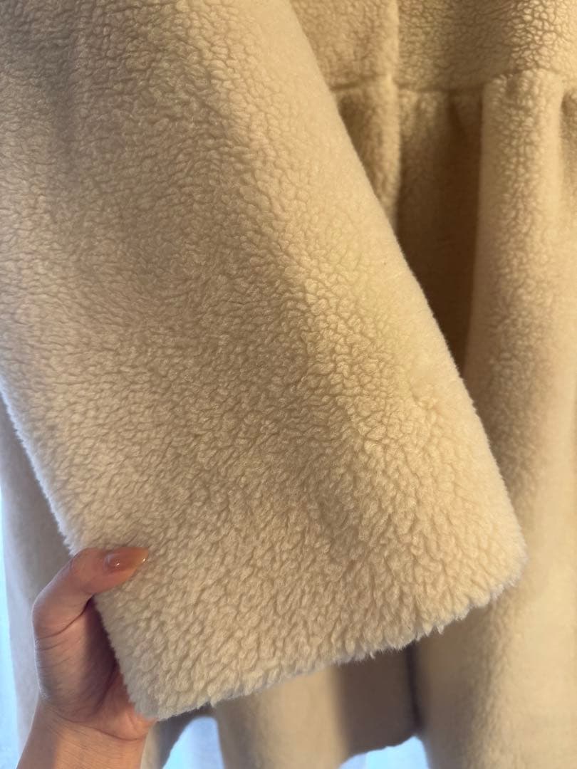 美品　38 ヨリ　yori もふボアコート　ホワイト　ボア　コート